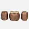 Royal Ottoman Metal Coffee Table with 2 Stools in Copper Finish Set of 3