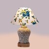 Devansh Conical Multi Cotton Shade Lamp With Wood & Mosaic Glass Base For Decoration/Office/Home/Gifting/Study For Decoration/Office/Home/Gifting/Study -(10X10X14.5) Inches -A