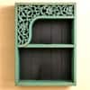BlueGreen Colour Solid Wood Handcarved Aarambh Floating Wall Shelf With 2 Compartment by DisooFashions