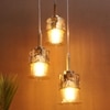 Eliante Hanging Light, 3 Bulb, Champaign Glass Shade, Mild Steel Pendant Lighting
