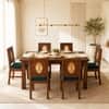 Globally Indian Elodie Solid Sheesham Wood 6 Seater Dining Table Set 6 Chairs Teal Blue
