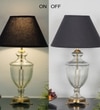 Mystic Hand Cut Rippled Glass And Brass Casted Metal Table Lamp With Black Cotton Shade