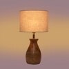 Devansh Grey Cotton Table Lamp With  Wood Natural Base (7X13 Inches)-7