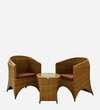 Hobart Wicker Table And Chair Set In Beige Brown Dual Tone Finish