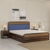 Yashvi Solid Wood King Size Side drawer Storage Bed In Provincial Teak Finish Blue 72x78 inch