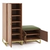 Nina 16 Pair Solid Wood Shoe Cabinet with Seat In Amber Walnut Finish