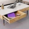 Hexa Engineered Wood Coffee Table With 2 Drawers In Giant Wood And Frosty White
