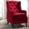 Louis Solid Wood One Seater Manual Recliner in Maroon Colour