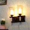 Eliante Wooden Wall Lights Mild Steel, Wood & Glass Material Brown, Gold & Champaign Finish
