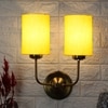 Devansh Metal Electric Wall Light in Gold Colour with Yellow Shade Count of 2 Lights