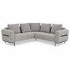 Milo Ergonomic Modular Corner Sectional Sofa 6 Seater Black Metal Legs Grey