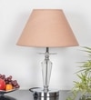 Viso Chrome Finish Metal And Clear Crystal Glass Table Lamp With Beige Cotton Shade
