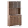 Hubert 6 Door Tall Display Cabinet in Classic Walnut Finish