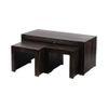 Kassel Sheesham Wood Coffee Table With 2 Stools Set In Mahogany Finish