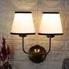 Devansh Metal Electric Wall Light in Gold Colour with Yellow Shade Count of 2 Lights