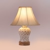 Devansh Off-White Cotton Shade Lamp With Wood & Mosaic Glass Base For Decoration/Office/Home/Gifting/Study For Decoration/Office/Home/Gifting/Study