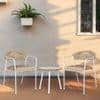 Costa Outdoor Table Set with 1 Table and 2 Chairs in Ivory White