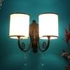 Eliante Cloth Shade Wall Lights Mild Steel & Glass Material Dark Brown & White Finish