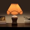 Devansh Off-White Vintage  Cotton Pleated Shade Lamp With Wood & Mosaic Glass Base For Decoration/Office/Home/Gifting/Study For Decoration/Office/Home/Gifting/Study