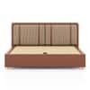 Cassina Engineered Wood King Size Bed With Hydraulic Storage Duel tone in Clay Knit and Russet Brown Leatherette