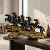 Seven Horse Royal Gallop Horse Sculpture in Gloss Black Colour