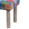 Camilla Solid Wood 2 Seater Bench In Fruit Print Blue Ethnic Kantha Fabric