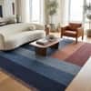 Jaipur Rugs Checkered Wool 6x9 Feet Dark Denim And Copper Handloom Carpet