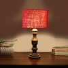 Devansh Maroon Jute Table Lamp With G Wood Natural Base -(7X17.5 Inches)-12