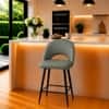 Doe Buck Faux Leather Counter Height Bar Stool in Sage Colour with Black Legs