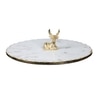 Marble Platter With Gold Finish Metal Piece Attachment