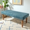Cairo Sheesham Wood Accent Bench (Blue Jacquard Work Fabric Teak Finish)