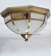 Mirage Frosted White and Antique Brass Flush Ceiling Light