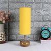 Maxine Yellow Fabric Shade Table Lamp with Natural Wooden Base