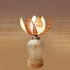 Devansh Rose Bamboo  Shade  Lamp With  Wood & Mosaic Glass Base For Decoration /Office/Home/Gifting/Study For Office/Home/Gifting -(12X12X17.75) Inches -