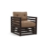 Raymond 1 Seater Wooden Sofa in American Walnut Finish & Safari Brown Colour