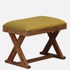 Calvewood Solid Wood Ottoman in Yellow Fabric