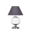 RAMZI Chrome Finish Metal And Frosted White Glass Table Lamp With Black Cotton Shade