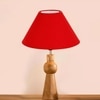 Devansh Red Cotton Table Lamp With  Wood Natural Base (10X18 Inches)-29