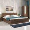 Zoey Engineered Wood King Size Box Storage Bed In Classic Walnut Finish