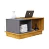 Hexa Engineered Wood Coffee Table With Storage And Open Rack In Giant Wood And Slate Grey