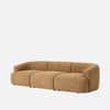 Zenliving Wood 3 Seater With Upholstery Non Storage Sofa In Beige Colour