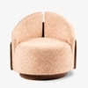 Zyra Fabric Revolving Lounge Chair in Brown Colour