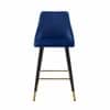 Doe Buck Upholstered Counter Height Bar Stool in Blue Colour with Gold Accents