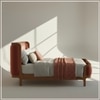 Valerio Duo-Panel Luxe Queen Size Bed in Antique Rose colour Velvet with Oak wood Frame
