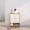 Hexa Red Engineered Wood Shoe Rack in Giant Wood and Frosty White Colour