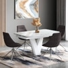 Caribu 4 To 6 Extendable Dining Table With Set Of 4 Doris Swivel Accent Chairs (Finish- White Marble High Gloss, Colour- Dark Grey)