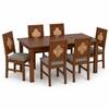 Globally Indian Margaux Solid Sheesham Wood 6 Seater Dining Table Set 6 Chairs Grey