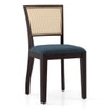Argiro Solid Wood Dining Chair in Mahogany Finish & Blue Velvet Colour - Set of 2
