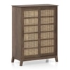 Fujiwara 24 Pair Solid Wood and Cane Shoe Cabinet In Danish Walnut Finish