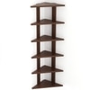 Bluewud Wudville Braine Engineered Wood Wall Mount Corner Shelf, Display Rack, (6 Tringle Shelves - Wenge)